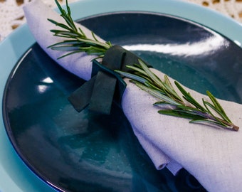 Personalized Leather Napkin Rings Set: Handmade Dining Table Decor