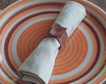 Ronds De Serviette En Cuir PU Marron - Lot De 12 Avec Boucle Rustique - Décoration De Table Pour Mariage, Anniversaire, Fêtes