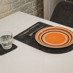 Gray Felt Placemats and Coasters Set: Personalized Table Decor