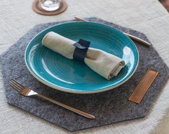 Octagon Wool Felt Placemat: Modern Table Decoration