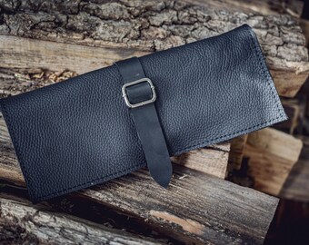 Rouleau à outils en cuir personnalisé : organiseur de clés en toile, 11 pochettes