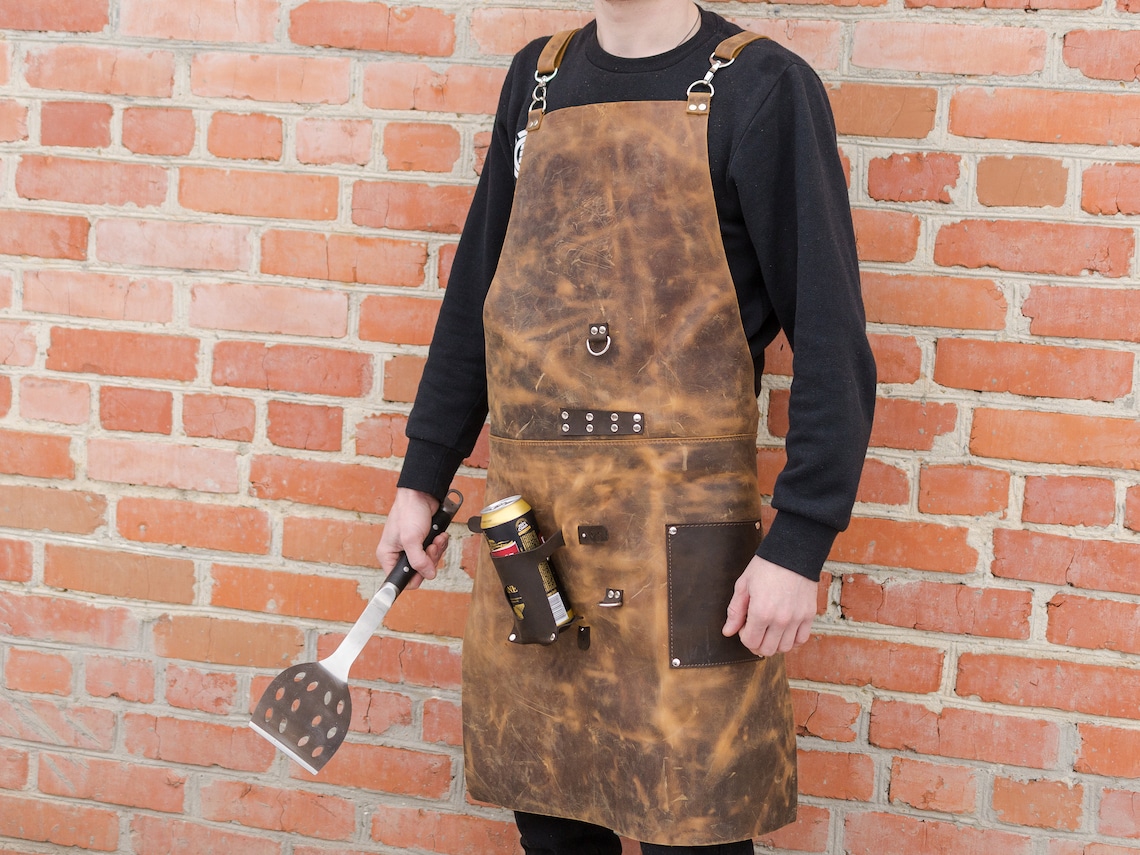 Personalized BBQ Leather Apron Full Grain Leather Etsy