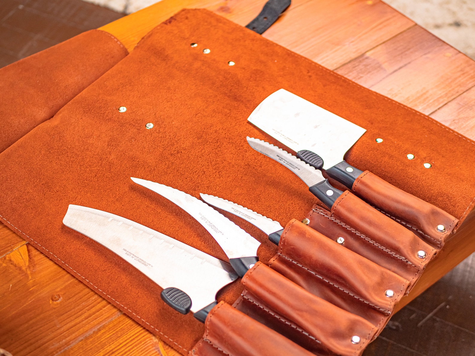 Monogrammed Leather Chef Knife Roll Knife Storage Roll Etsy