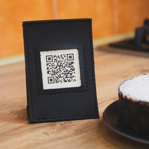 Custom qr code menu, Leather qr code sign, Restaurant table menu, Touchless qr menu, Scan to view menu, QR code menu, Cafe Menu Holder