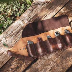 Portacoltelli tascabile in pelle, organizer compatto per utensili EDC, custodia per coltelli in pelle di alta qualità, custodia personalizzata per coltelli tascabili, regali di Natale