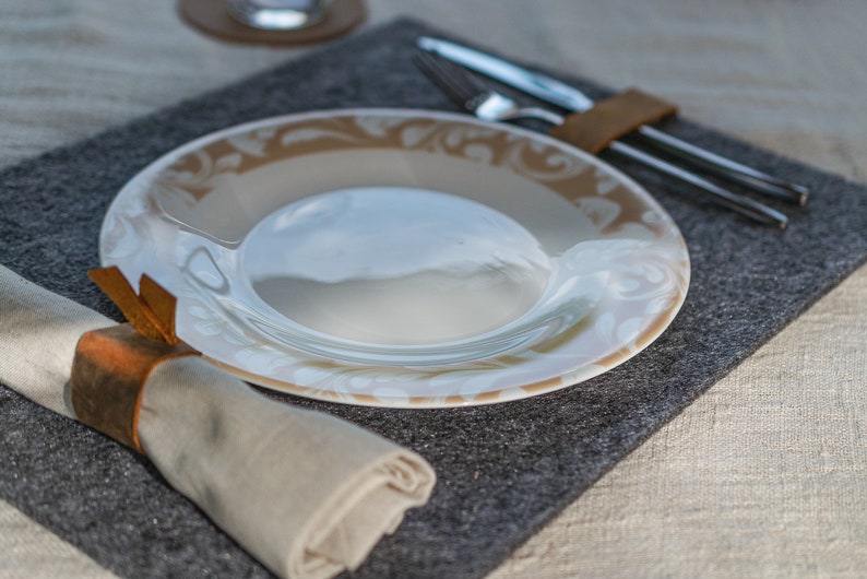 Personalized Felt Placemats Grey Felt Table Placemats With Etsy