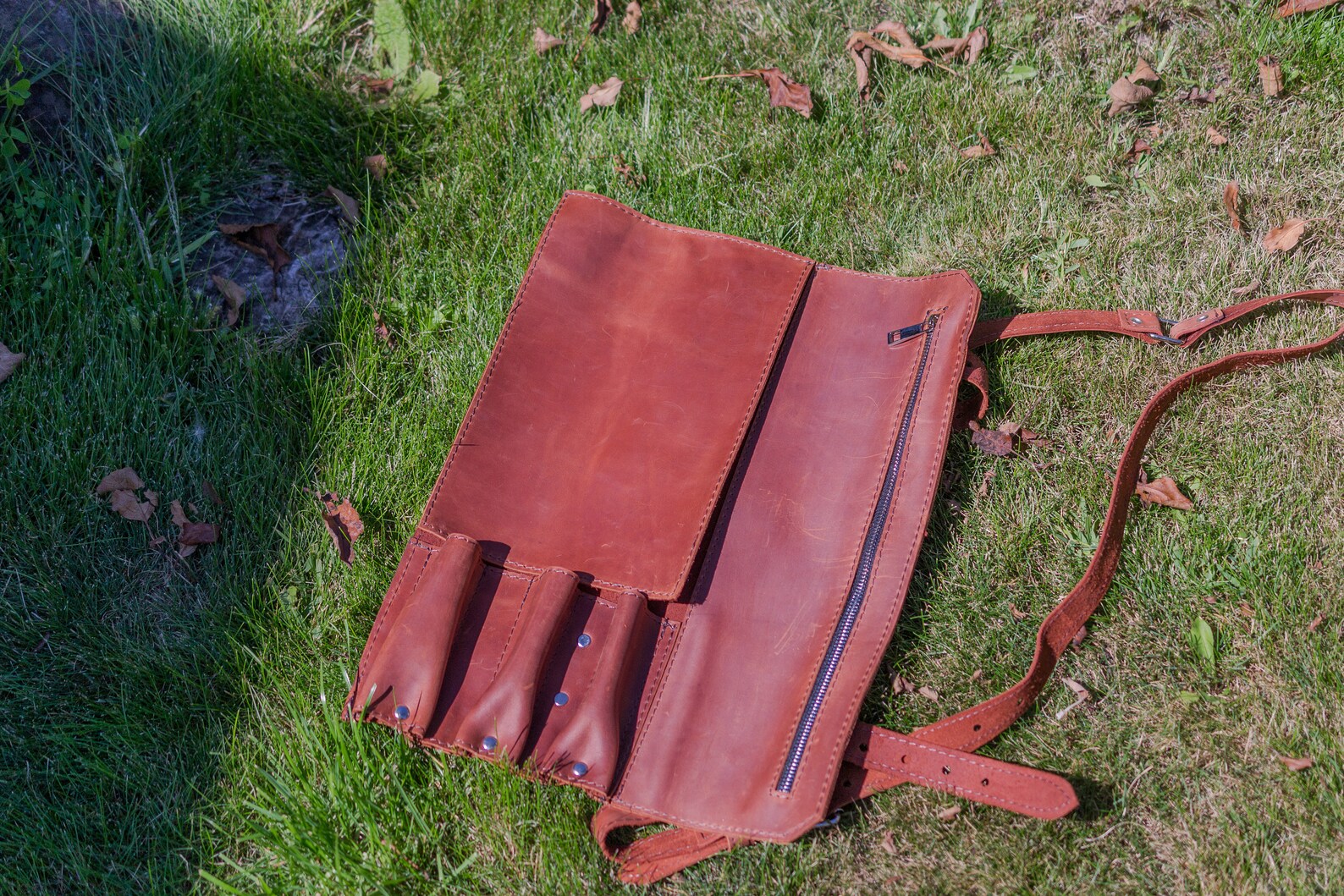 Leather Chef Knife Roll Case Knife Knife Bag Chefs Brown Etsy