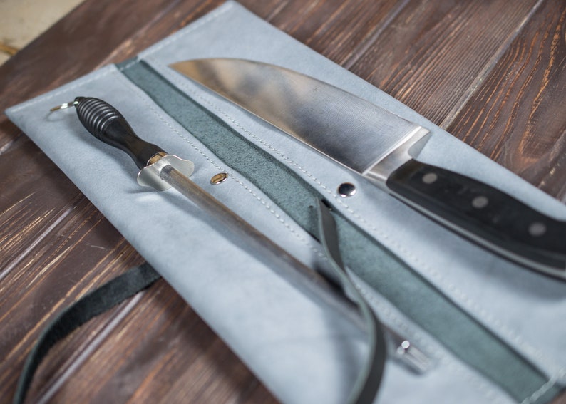 Personalized Chef Knife Roll 2 Slots Chefs Knife Holder Etsy