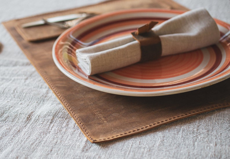 Personalized Rectangular Placemats Classic Leather Placemat Etsy
