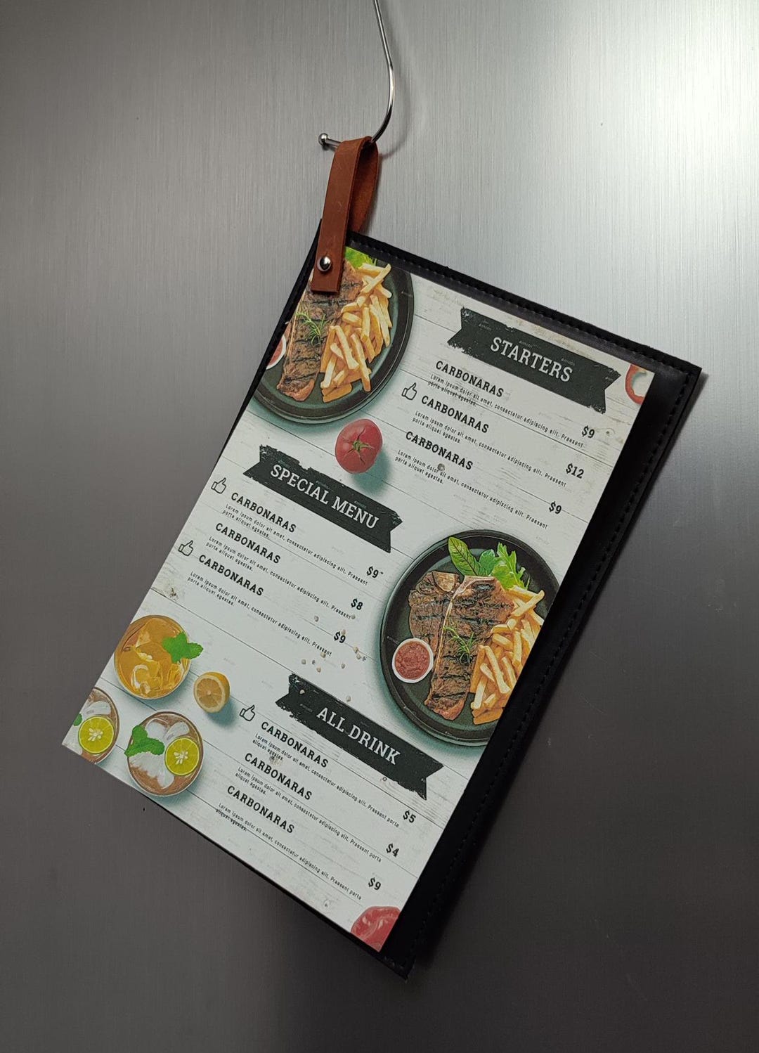 Custom Leather Restaurant Menu Cover, Personalized Menu Holders for ...