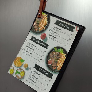 Custom Leather Restaurant Menu Cover, Personalized Menu Holders for Restaurants, Cafes, Bar – Elegant & Durable Leather Covers for Food Menu