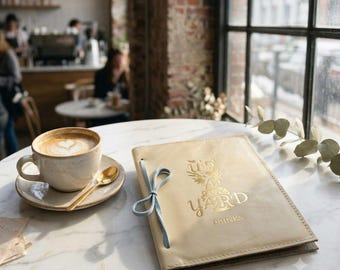 Custom Full Grain Leather Menu Cover, Personalized Restaurant Cafe Holder (Logo Embossing)