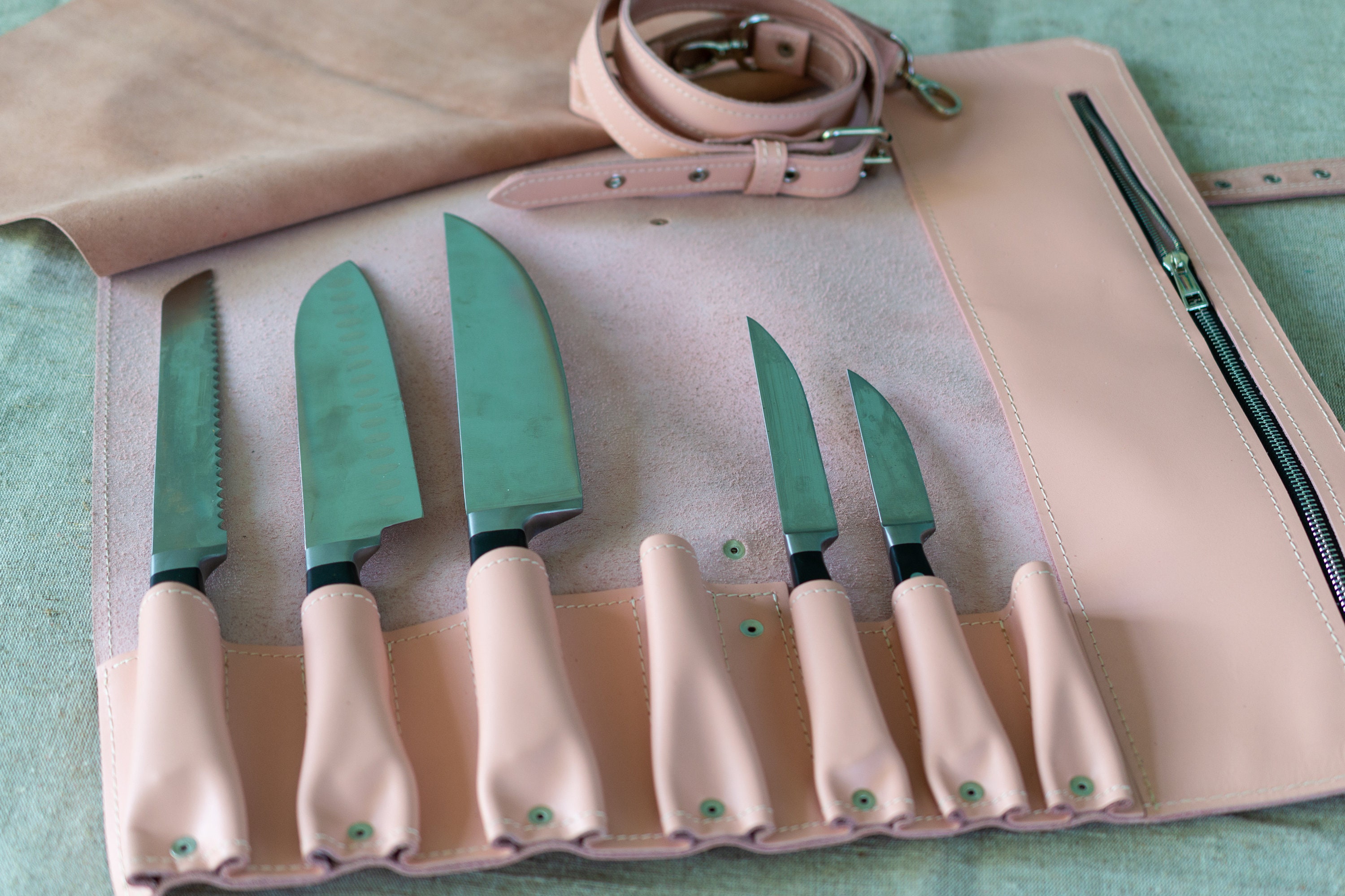 Leather knife roll Handmade Knife roll Gift for chef Knives Etsy