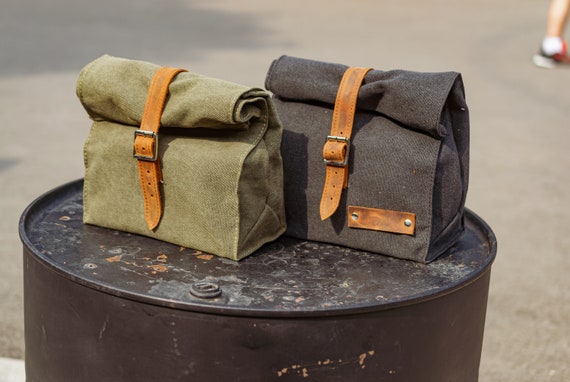 Canvas Lunch Bag: Reusable Unisex Design with Leather Strap