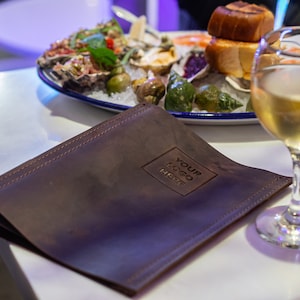 Niestandardowa teczka na menu restauracji, menu kawiarni, skórzana książka menu, menu na listę win, rękawy na menu, okładka menu z tłoczeniem, menu na imprezę