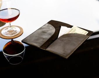 Personalized Leather Check Presenter: Custom Server Book, Coffee Bar Decor