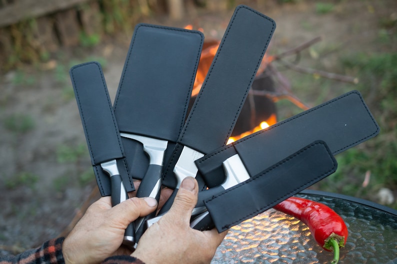 Handmade Leather Chef Knife Sheath – Personalized Felt-Lined Cover