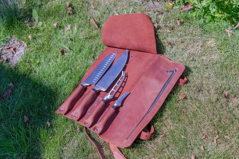 Handcrafted Leather Knife Roll Personalized Chefs Knife Case Etsy