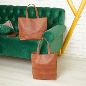 Brown Leather Tote Bag, Distressed Brown Leather Travel Bag,Leather Market bag