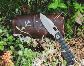Personalized Leather Knife Roll: Travel Pocket Knife Storage
