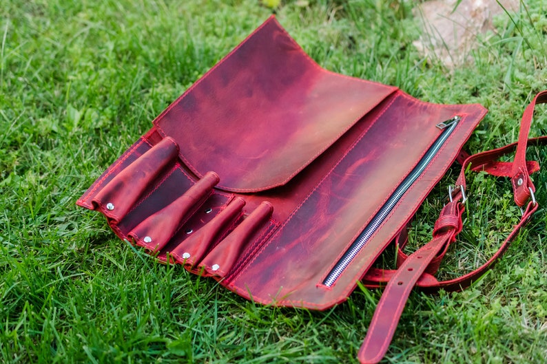 Leather knife roll Gift for chef Leather knife bag Chef Etsy