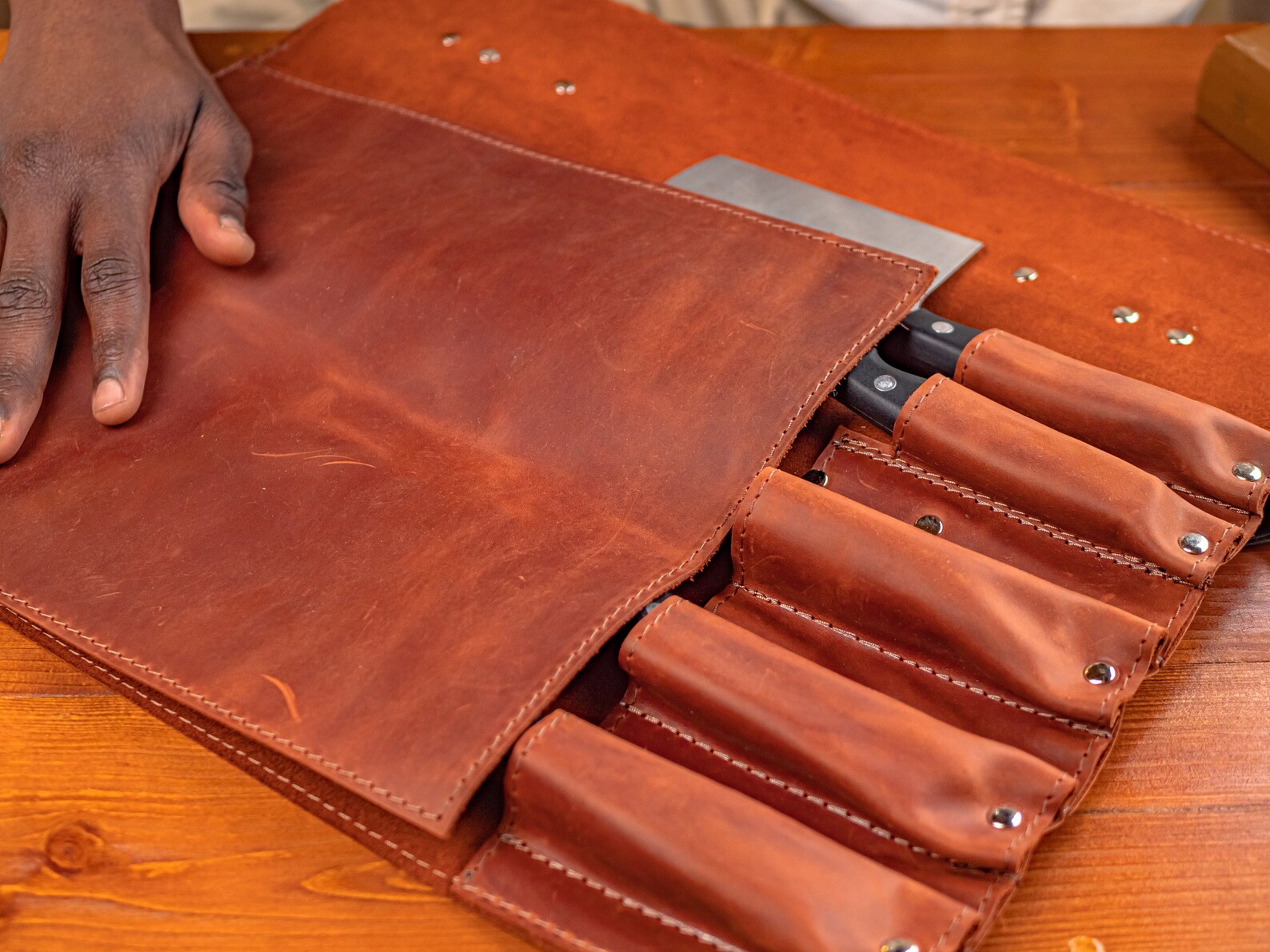 Monogrammed Leather Chef Knife Roll Knife Storage Roll Etsy