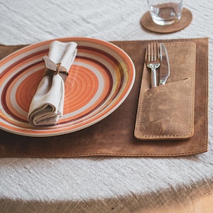 Leather Placemats, Custom Dining Table Mat, Square Place Mats for Dinning Table, Personalized Table Placemat