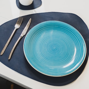 Personalized Oval Leather Placemats: Kitchen Table Decor