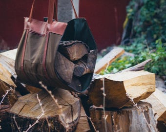 Bolsa de lona resistente para transportar leña