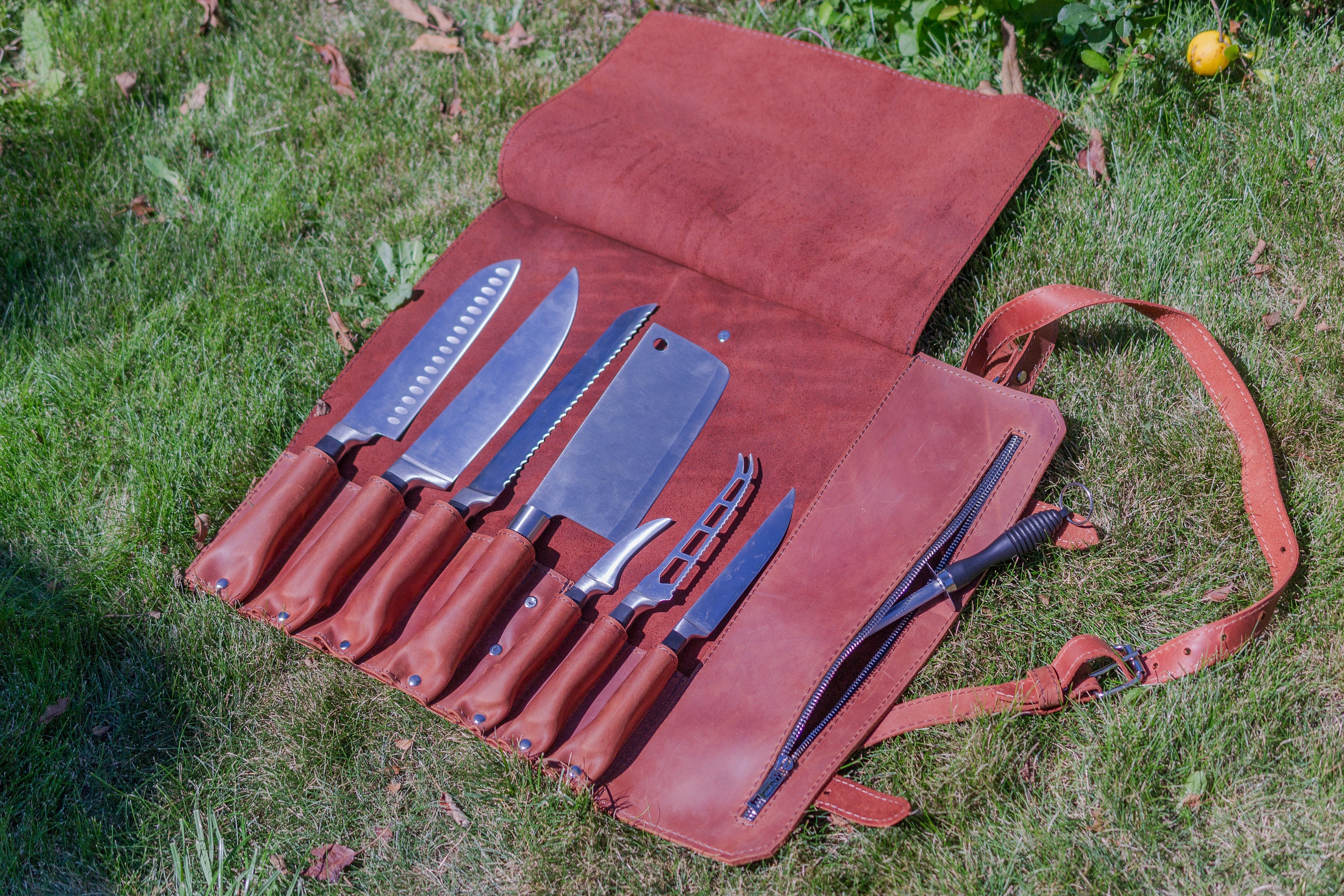 Handcrafted Leather Knife Roll Personalized Chefs Knife Case Etsy