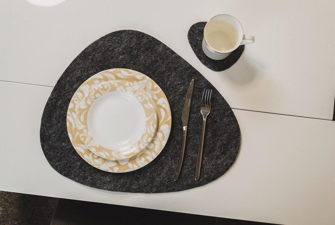 Modern Felt Placemats and Coasters Set, Mother Gift, New Year Decor
