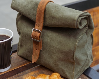 Monogrammierter Lunchbag aus Canvas, stilvoller Essensbeutel, Beutel zum Essen mit Ihnen, unersetzlich im Büro, beim Picknick, unterwegs, Unternehmensgeschenk