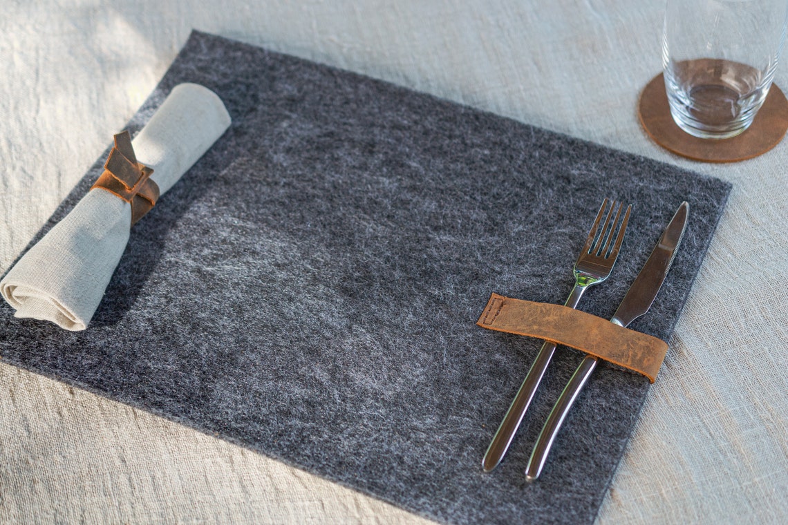 Personalized Felt Placemats Grey Felt Table Placemats With Etsy
