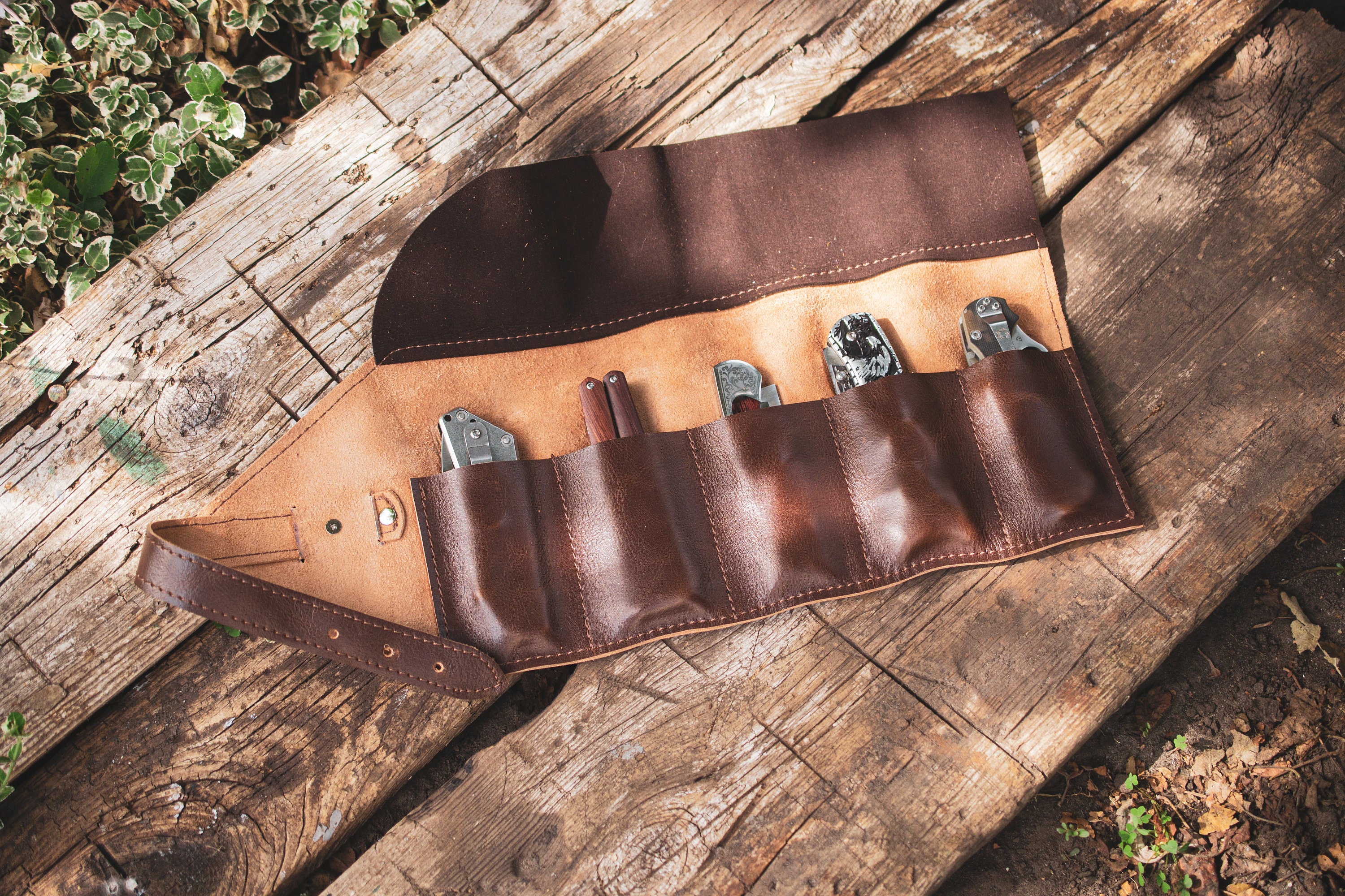 Leather Pocket Knife Roll Pocket Knife Sheath Pocket Knife Etsy