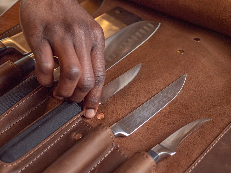 Custom Chefs Knife Roll Engraved Knife Roll Kitchen Knife Etsy