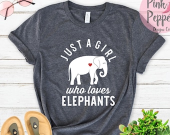 Elephant T-shirt, Just Girl Who Loves Elephants, Elephant Lover Gift Tshirt, Loves Elephant, Unisex Tee, Plus Sizes Up to 4XL, Kid's Sizes