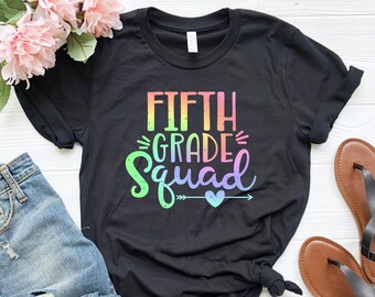 Fifth Grade Squad T-Shirt: Back to School Teacher Crew Tee