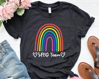 SPED Team Rainbow Shirt, SPED Squad, Special Education Teacher Team Gift Tee Shirt, Up to Size 4XL