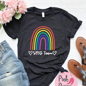 SPED Team Rainbow Shirt, SPED Squad, Special Education Teacher Team Gift Tee Shirt, Up to Size 4XL