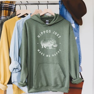 Hippo Hoodie: Hippos Make Me Happy, Wild Animal Lover Gift