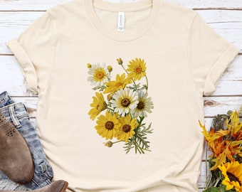 Maglietta vintage Corn Marigolds: maglietta floreale Botanical Cottagecore