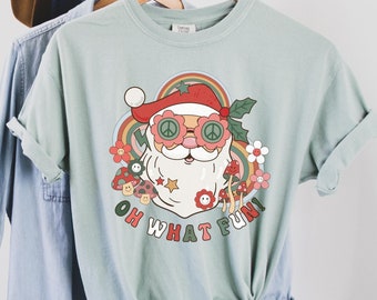 Groovy Retro Santa Comfort Colors Vintage Christmas Shirt Hippie Santa 70s Christmas Groovy Shrooms Santa Trending Jolly Santa 4XL PM1030