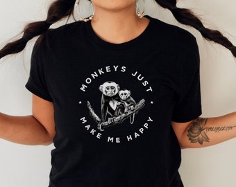Monkeys Make Me Happy T-Shirt: Safari Zoo Animal Shirt