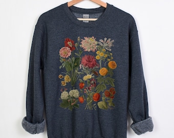 Cottagecore Floral Sweatshirt: Vintage Botanical Garden Crewneck