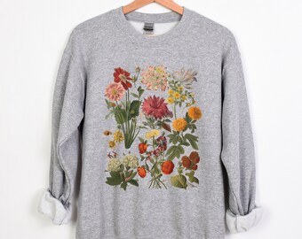 Cottagecore Floral Sweatshirt: Vintage Botanical Garden Crewneck