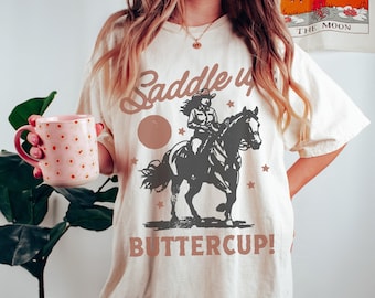 Saddle Up Buttercup Tee: Comfort Colors Retro Cowgirl T-Shirt