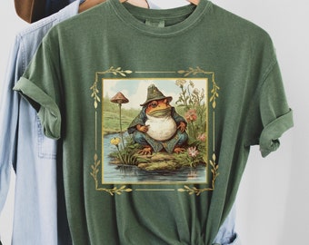 Maglietta Froggy Wizard Comfort Colors: Maglietta Cottagecore Goblincore