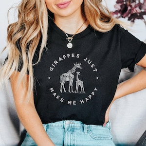 Giraffe T-Shirt, Giraffes Make Me Happy, Loves Giraffes Gift ,Wild Animal Safari Shirt, African Zoo Animal, Youth Toddler Giraffee shirt 4XL