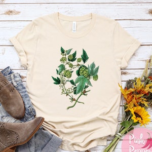 Vintage Hops Tshirt Hops Botanical Illustration Tee Craft Brewer Tshirt Home Brewing Gift Shirt Cottagecore Brewer Gift Shirt plus 4XL