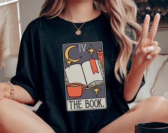 Book Tarot Shirt Mystical Book Tshirt Book Lover Shirt Tarot Card Shirt Bookish Girl Gift Tarot Lover Gifts Light Academia Shirt Up to 4XL